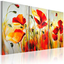 100 Handgemalt Gemalde Bilder Leinwand 3 Teile Blumen 120x80 22035 Mk Ebay Mohn Malerei Bilder Leinwand Mohnblumen Kunst