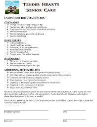 caregiver job description resume