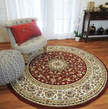 A round rug in a breakfast nook is a natural fit, especially in the space above. Amazon Com Traditional Rugs For Living Room Round Rugs Red 6ft Persian Circle Rug Reds Home Kitchen