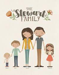 Custom Illustrated Family Portrait Customizable Print Or Printable Illustration Housewarming Gif Family Drawing Illustrated Family Portrait Family Illustration