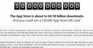 Itunes Nears 50 Billionth App Download Apple Offers 10 000 Gift Card Every Time The App Downloads On Itunes Are About To Reach A Download App App Gift Card