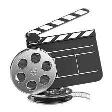 Clapboard And Film Reel Setting Next To Each Other On White Film Reels Film Clapboard
