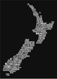 Nzcanvaslounge Kiwi Word Map Map Of New Zealand Word Map New Zealand Art