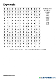 Amy gruen exponents logarithms puzzles. Ejercicio De Exponents Wordsearch