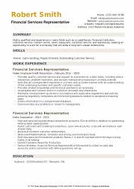 Financial Services Representative Resume Samples Qwikresume