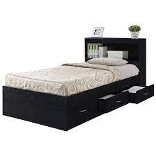 White twin mate's platform storage bed with 3 drawers. Pemberly Row Twin Captain Storage Bed In Black Walmart Com Walmart Com