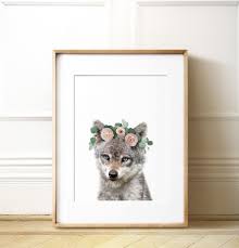 Check spelling or type a new query. Animals With Flower Crowns Wolf Print Flower Crown Girls Room Art Girls Nursery Baby Animal Prints Nursery Animal Art Framed Wall Art Wall Decor Paintings Wall Coverings Decals More