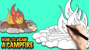 Campfire hand drawn vector illustration, retro style logo. How To Draw A Campfire Easy Step By Step Drawing Lessons For Kids Youtube