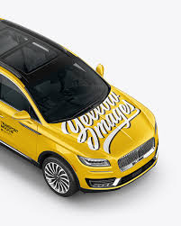 Download Crossover Suv Mockup Halfside View High Angle Shot In Vehicle Mockups On Yellow Images Object Mockups PSD Mockup Templates
