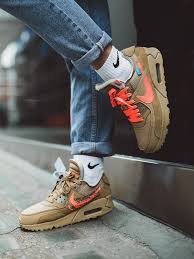220 Off White X Nike Air Max 90 Desert Ore Nike Air Max 90 Outfit Nike Air Max White Sneakers Men Fashion