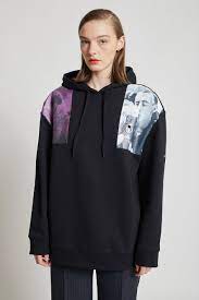 Fred Perry X Raf Simons Shoulder Print Hooded Sweatshirt Karen Walker