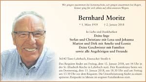 Traueranzeigen von Bernhard Moritz