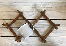 Vintage Accordion Peg Rack Accordion Wood Peg Rack Hat And Etsy Hat And Coat Hooks Wood Rack Mug Rack