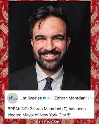 BREAKING: Zohran Mamdani (D) has been elected Mayor of New York City!!!!!  @zohrankmamdani #zohranmamdani
