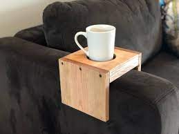 Christmas Gift Unique Holiday Present Wooden Cup Holder Arm Etsy In 2021 Sofa Arm Table Arm Rest Table Tray Table