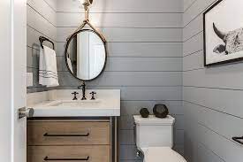 It should not open into the powder room, to prevent collisions with the occupant of the bidet. Refined And Refreshing Trendy Powder Rooms In Gray And Turquoise