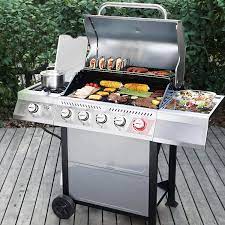 The royal gourmet gas grill is a decent sized outdoor grill that'll allow you to cook a wide variety of meals outdoors, while still being small enough for easy portability. Buy Royal Gourmet Ga5401t 5 Burner Bbq Liquid Propane Gas Grill With Sear Burner And Side Burner Stainless Steel 64 000 Btu Patio Garden Picnic Backyard Barbecue Grill Silver Online In Indonesia B08xtgt9j1