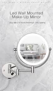 The most common home wall mirrors material is wood. Wall Mounted Led Makeup Mirror With Plug 5x Magnifying Cosmetic Mirror Double Sided Wall Mirrors Touch Dimming Bathroom Mirrors Makeup Mirrors Aliexpress