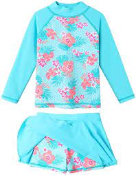 Amazon Com Baohulu Girl S Two Piece Long Sleeve Swimsuits Upf50 Rash Guard Set Kids Bathing Suit Kids Bathing Suits Long Sleeve Swimsuit Long Sleeve Swimwear