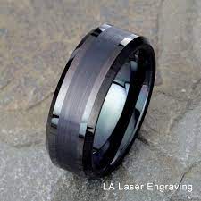 Black Brushed Tungsten Wedding Band Mens Tungsten Ring 8mm Mens Ring Polished Beveled Edge Custom E Mens Wedding Bands Tungsten Wedding Rings Rings For Men