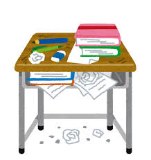 学校の机のイラスト「汚い机」 | かわいいフリー素材集 いらすとや