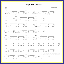 Menyanyikan lagu harus sesuai …. Lirik Lagu Maju Tak Gentar Beserta Not Angka Dan Not Balok