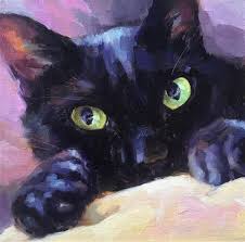 Daily Paintworks Blackcat27 Original Fine Art For Sale C Katya Minkina Black Cat Painting Black Cat Art Cat Painting