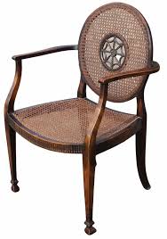 Antique Georgian Style Mahogany And Cane Armchair With Circular Motif Back Wonen