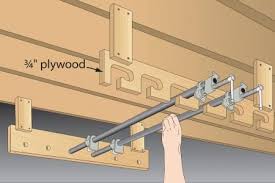 Overhead Clamp Rack Makes The Most Of Ceiling Space Clamp Storage Ceiling Storage Workshop Storage