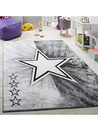 Auch runde spielteppiche und große teppiche fürs. Paco Home Teppich Kinderzimmer Stern Design Spielteppich Kinderteppich Kurzflor In Grau Klingel
