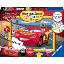 Malen nach zahlen kinder auto. Malen Nach Zahlen 13x18 Cm Mit Farbigen Motivlinien Disney Cars Lightning Mcqueen Disney Cars Mytoys