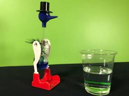 The initial state of the system is a bird with a wet head oriented vertically. How Drinking Bird Toys Work Fizzics Education