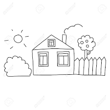 Alluring and mystic with a certain sense of grandeur, lighthouses are often a favorite topic for coloring amongst the children. Vector House Coloring Page Book Kids Drawing Style Royalty Free Cliparts Vectors And Stock Illustration Image 115449592