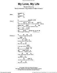 Abba My Love My Life Sheet Music For Guitar Chords Pdf In My Life Chords Guitar Songs Fingerstyle Guitar Lessons