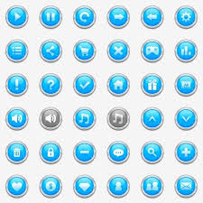 Set Of Game Buttons Blue Glossy Shiny Style Game Icons Style Icons Blue Icons Png Transparent Clipart Image And Psd File For Free Download In 2020 Button Game Game Icon Buttons