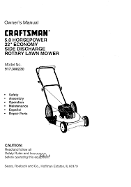 Filter results by category, title and symptom. Craftsman 917388230 User Manual Rotary Lawn Mower Manuals And Guides 99020025