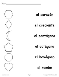4 Spanish Shapes Matching Worksheets Spanish Worksheets Kindergarten Worksheets Kindergarten Worksheets Free Printables