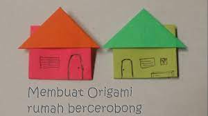 Cara Melipat Origami Bentuk Rumah Bercerobong Asap Youtube
