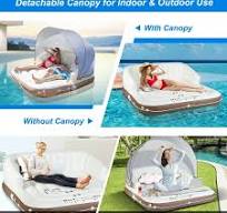 Costway Canopy Inflatable Pool Float Lounge Swimming Raft