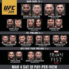 Download the ufc mobile app for past & live fights and more! Ufc On Twitter It S Fight Day Ufc209 Fight Card Btyb Marvelironfist Only On Netflix 3 17