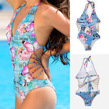 Flash Sale Swimwear One Piece Bathing Suit Women Monokini Bikini Bandage Floral Swimsuit