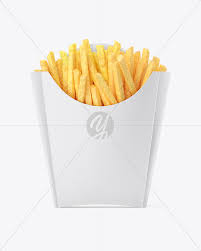 Download Matte Paper Large Size French Fries Packaging Mockup Front View In Box Mockups On Yellow Images Object Mockups