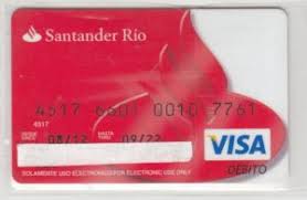 Bank Card Santander Rio Visa Banco Santander Rio Argentina Col Ar Vi 0089