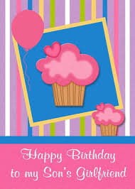 Happy Birthday Wishes To My Son S Girlfriend Birthday To Son S Girlfriend Card With Cupcakes On Colorful Stripes Card Happy Birthday Son Girlfriend Card Birthday