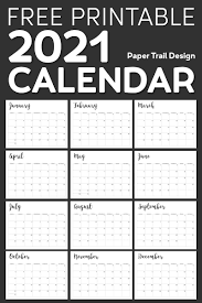 Printable calendars 2021 free colors; 2021 Calendar Printable Free Template Paper Trail Design