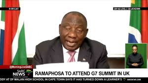 Jun 14, 2021 · ramaphosa, who has joined a summit of the club of rich democracies in england and addressed them on saturday, said the g7 countries, which together account for more than half of global output. G7 Summit I President Cyril Ramaphosa Expected To Arrive In The United Kingdom On Friday Youtube