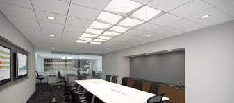 Focal Point Lights Grid Mounted Lights Above A Conference Table Also Shows Square Recessed Lights Focal Point Lighting Room Focal Point Glass Conference Room