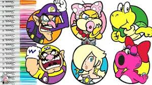 Knights and warriors coloring book. Super Mario Bros Coloring Book Compilation Nintendo Wario Rosalina Birdo Wendy Koopa Waluigi Youtube
