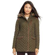 Lauren Ralph Lauren Faux Leather Trim Quilted Anorak With Detachable Faux Fur Trim Hood Quilted Anorak Leather Trims Anorak