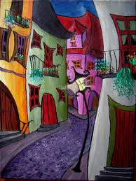 La Villa Marina Ribas Art Painting Whimsical Art Naive Art